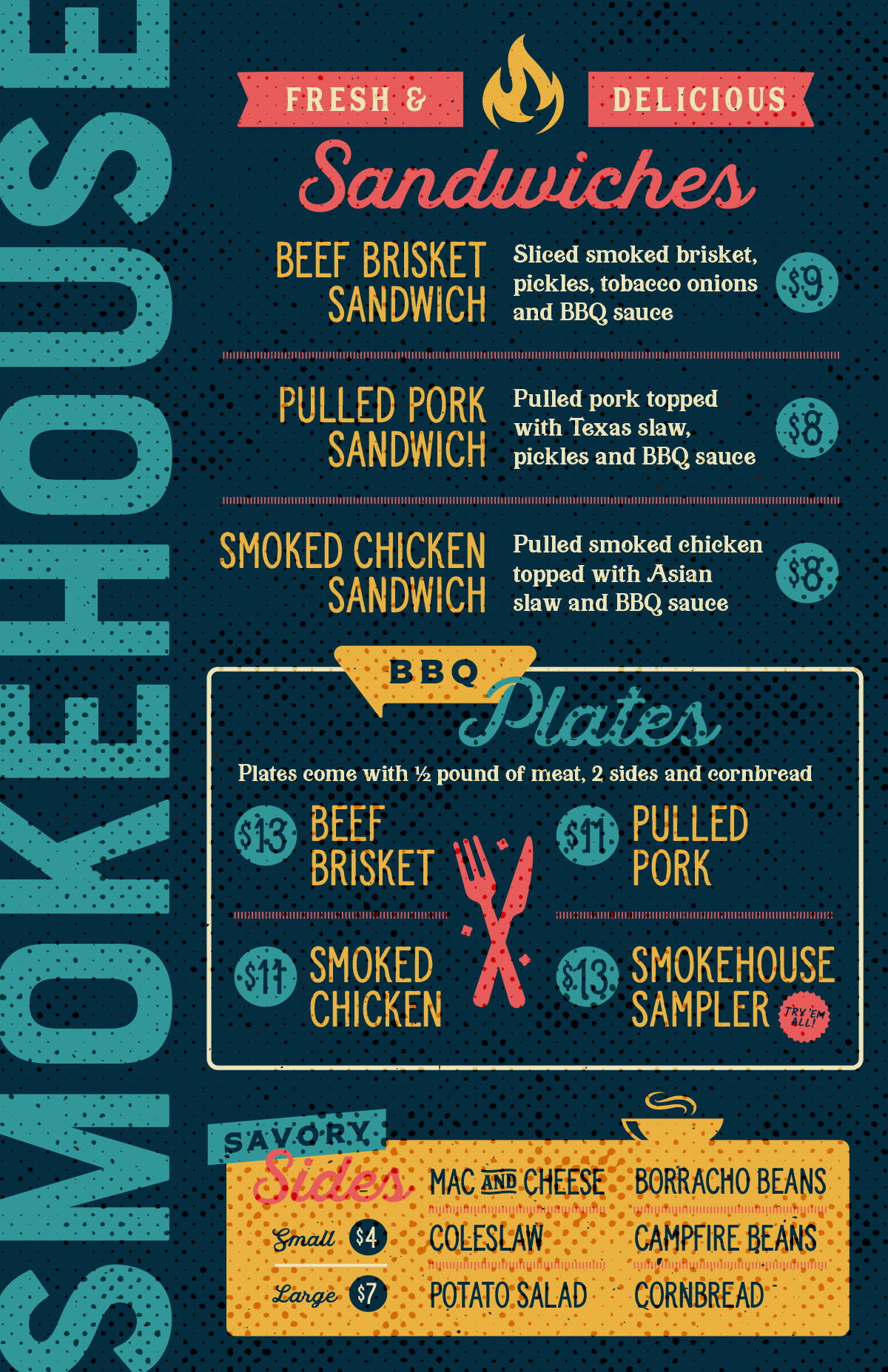 Image of the FRESH Smokehouse menu